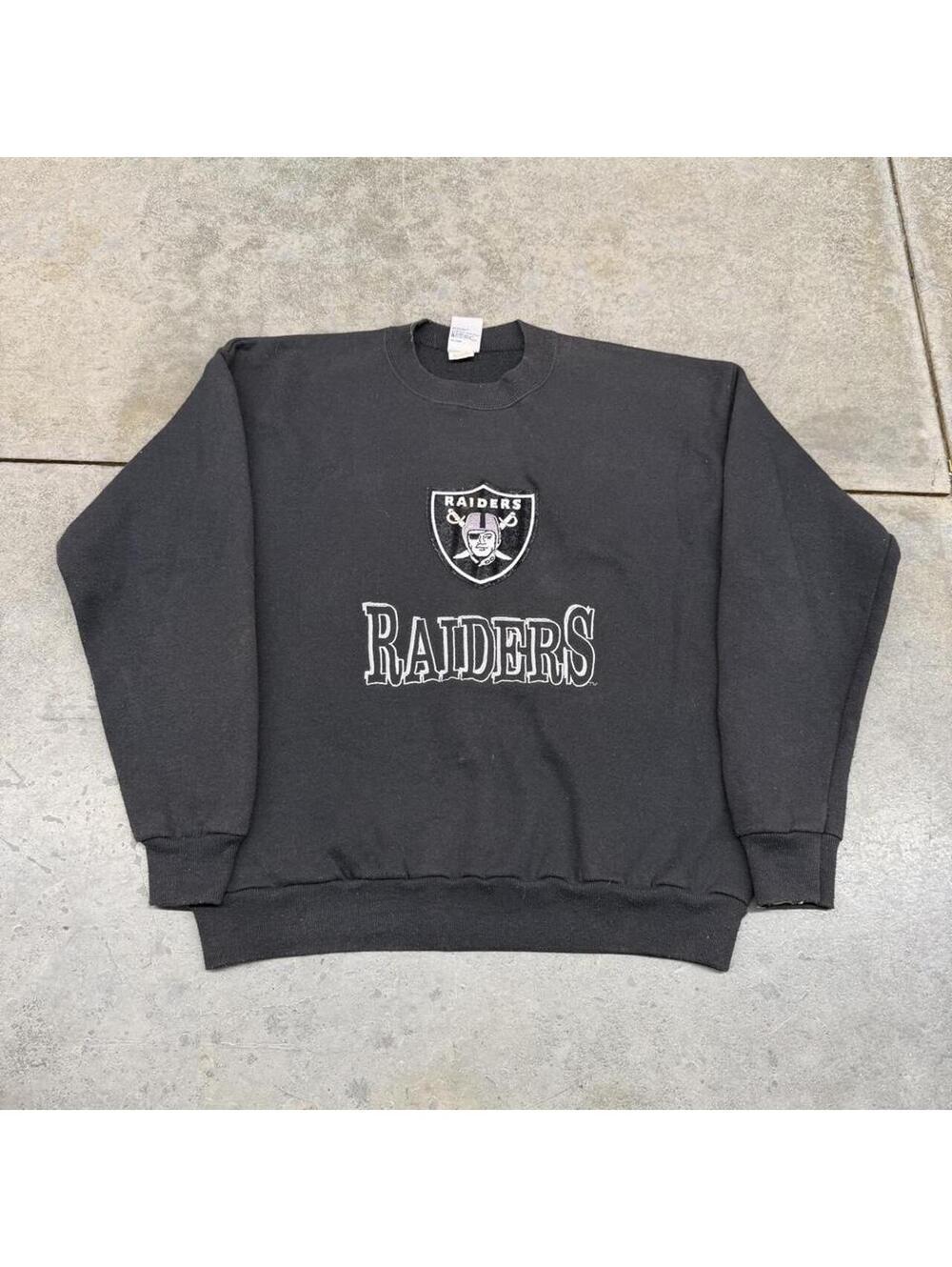 vintage oakland raiders made in usa black crewneck size medium
